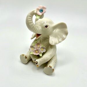 Lenox Jewels Collection Porcelain Elephant Figurine with Floral Accents